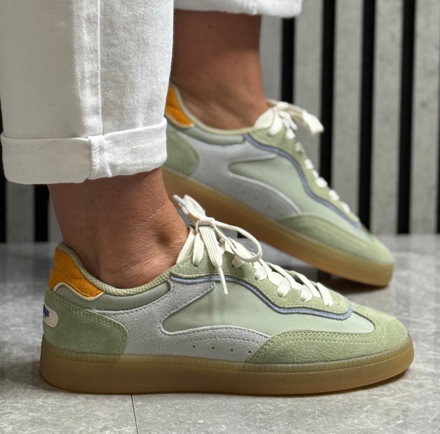 Hoff - 'Park' Sage Green Leather Trainer