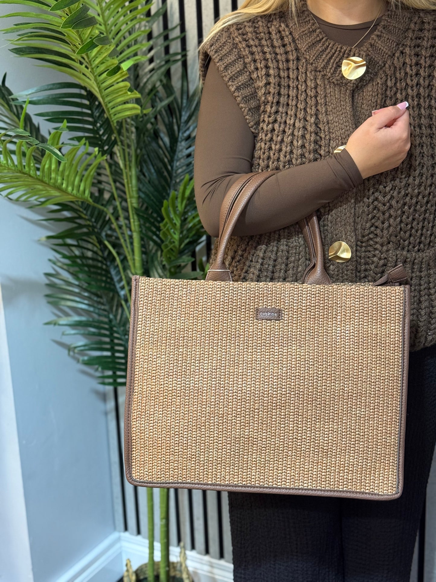 Rieker - Brown Trim Shopper Handbag (H1392-90)