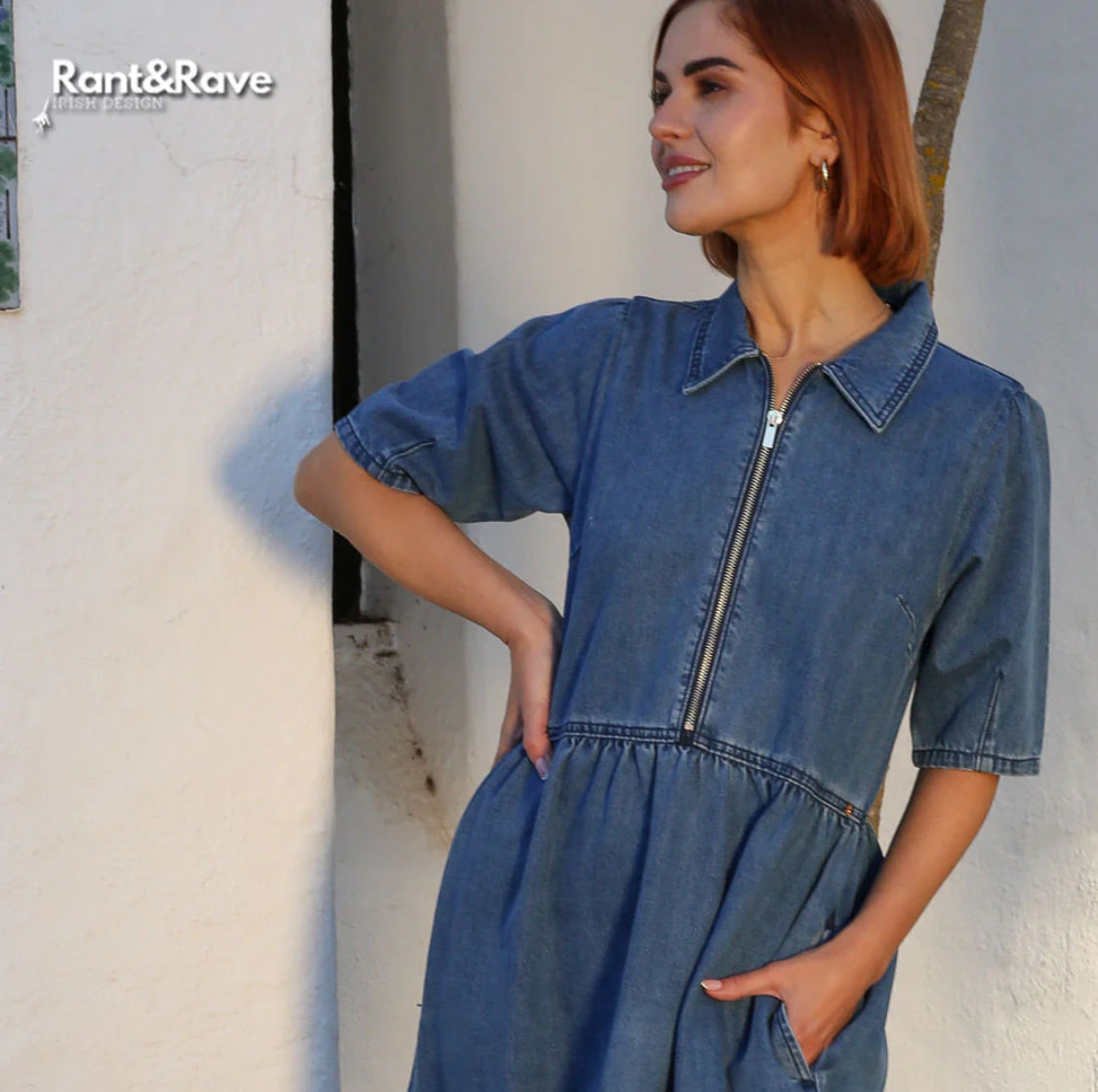 Rant & Rave - ‘Jade’ Mid Blue Denim Dress