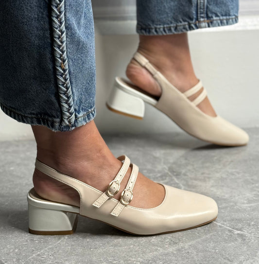 Dancing Matilda - Cream Slingback Shoe