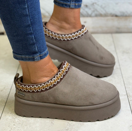 Tom Tailor - Taupe Lined Platform Mule