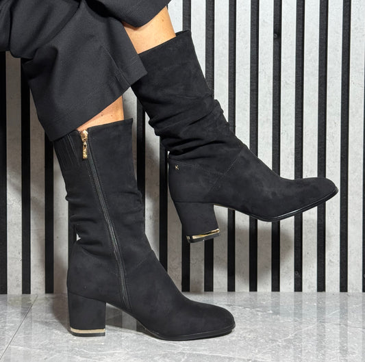 Kate Appleby - ‘Tilbrook' Schwarz Ruched Mid Boot