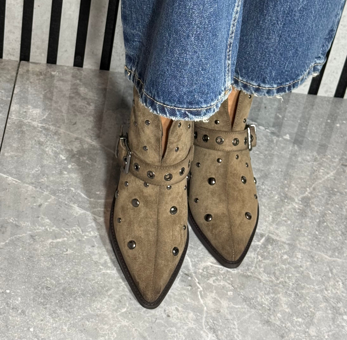 Xti - Taupe Stud Detail Ankle Boot (146516)