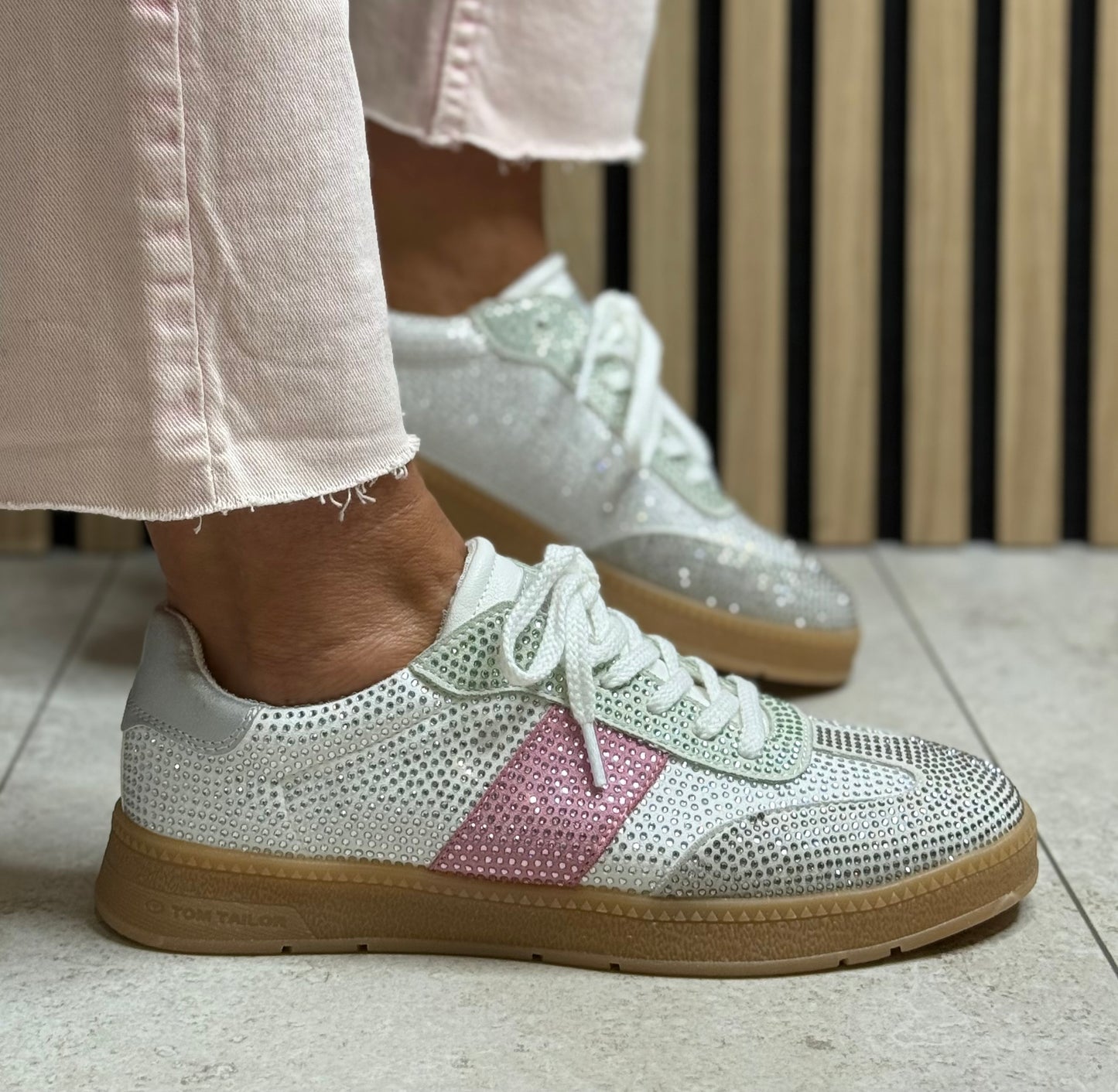 Tom Tailor - White Bling Combo Gum Sole Trainer