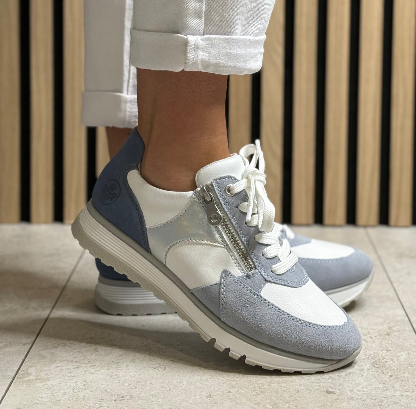 Rieker - Blue Combo Leather Trainer