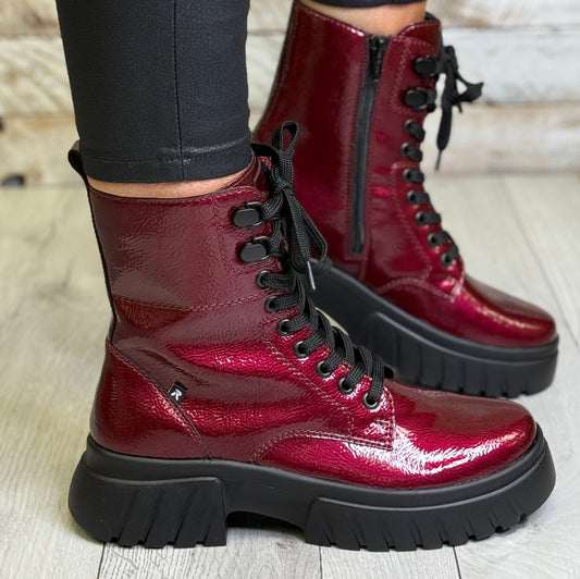 Rieker - Cherry Red Patent Boot