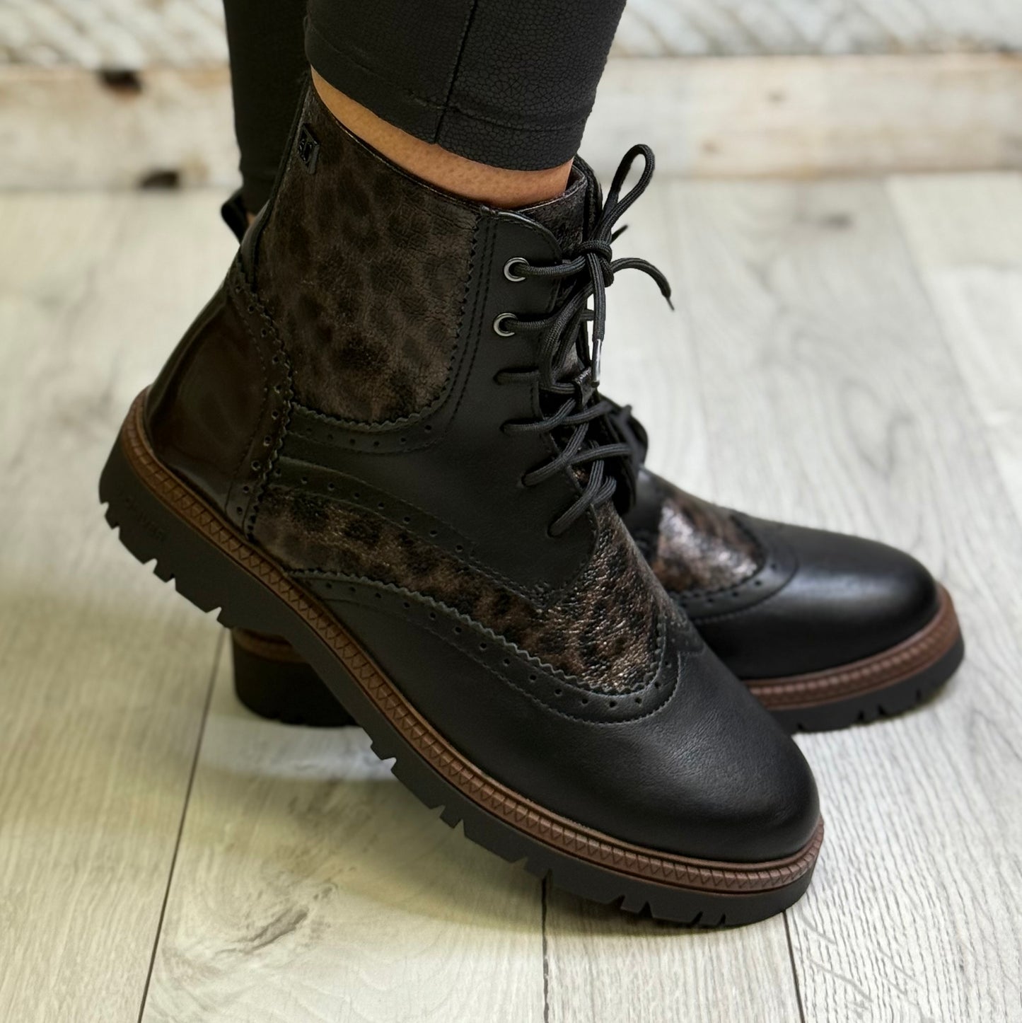 S Oliver - Black/Leopard Print Combo Boot