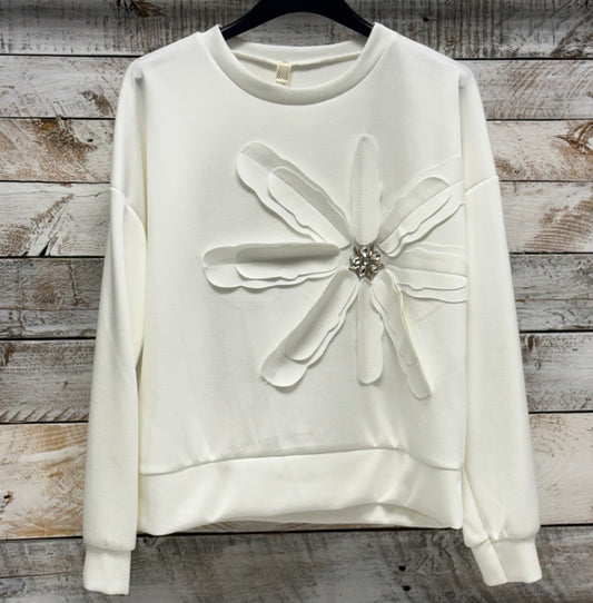 Off White Embellished Sweat