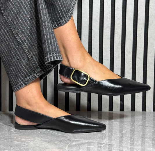 Xti - Black Pointed Slingback Shoe (146399)