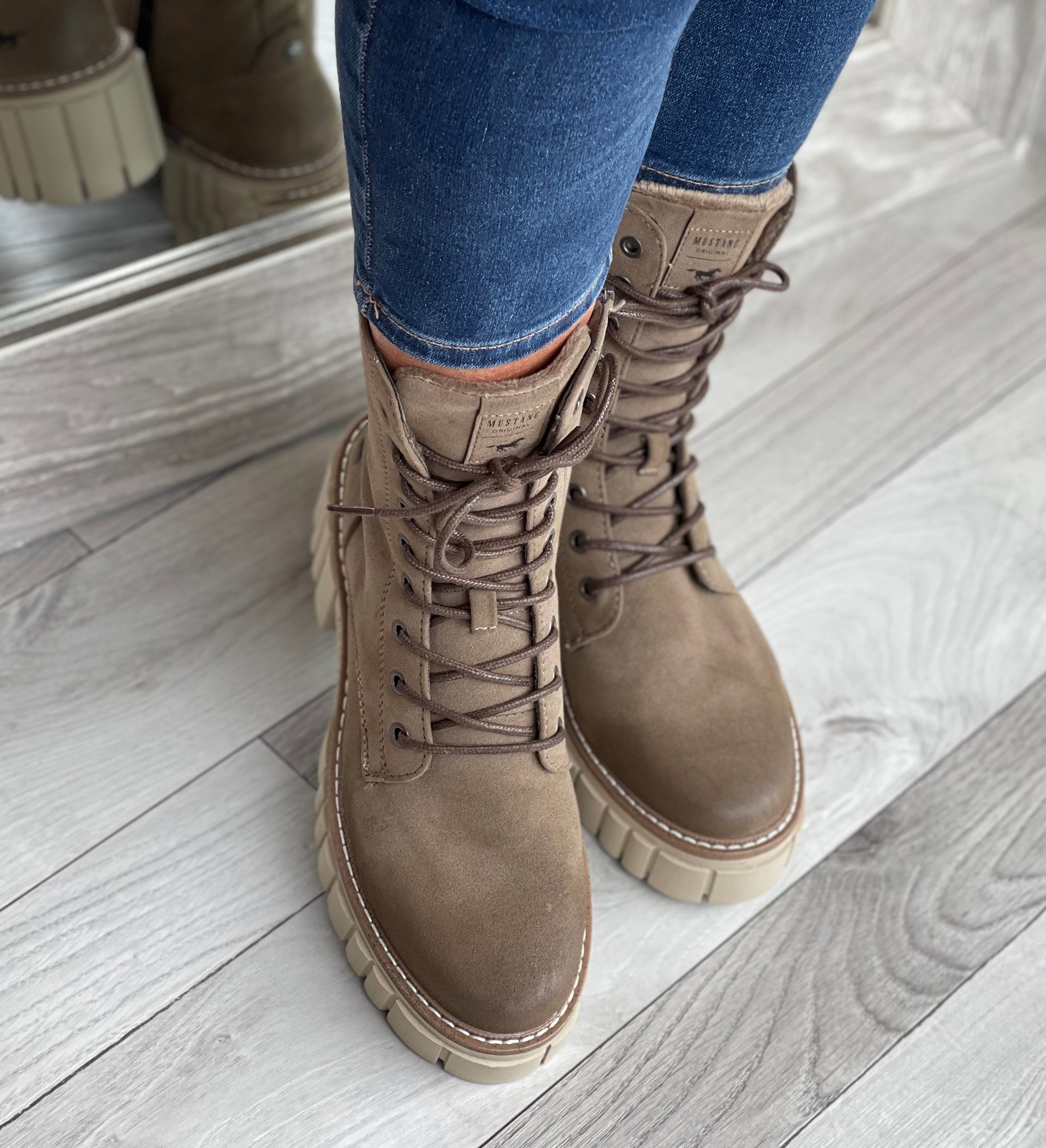 Taupe biker sale boots