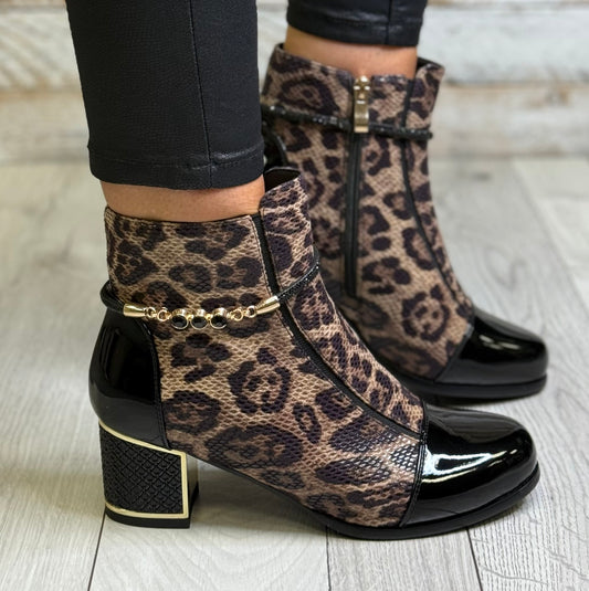 Redz - Black Patent/Leopard Combo Boot