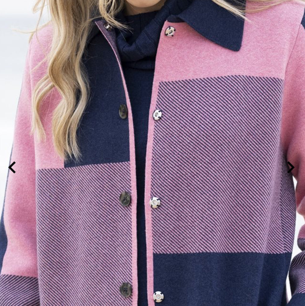 Marble - Pink/Navy Longline Cardigan