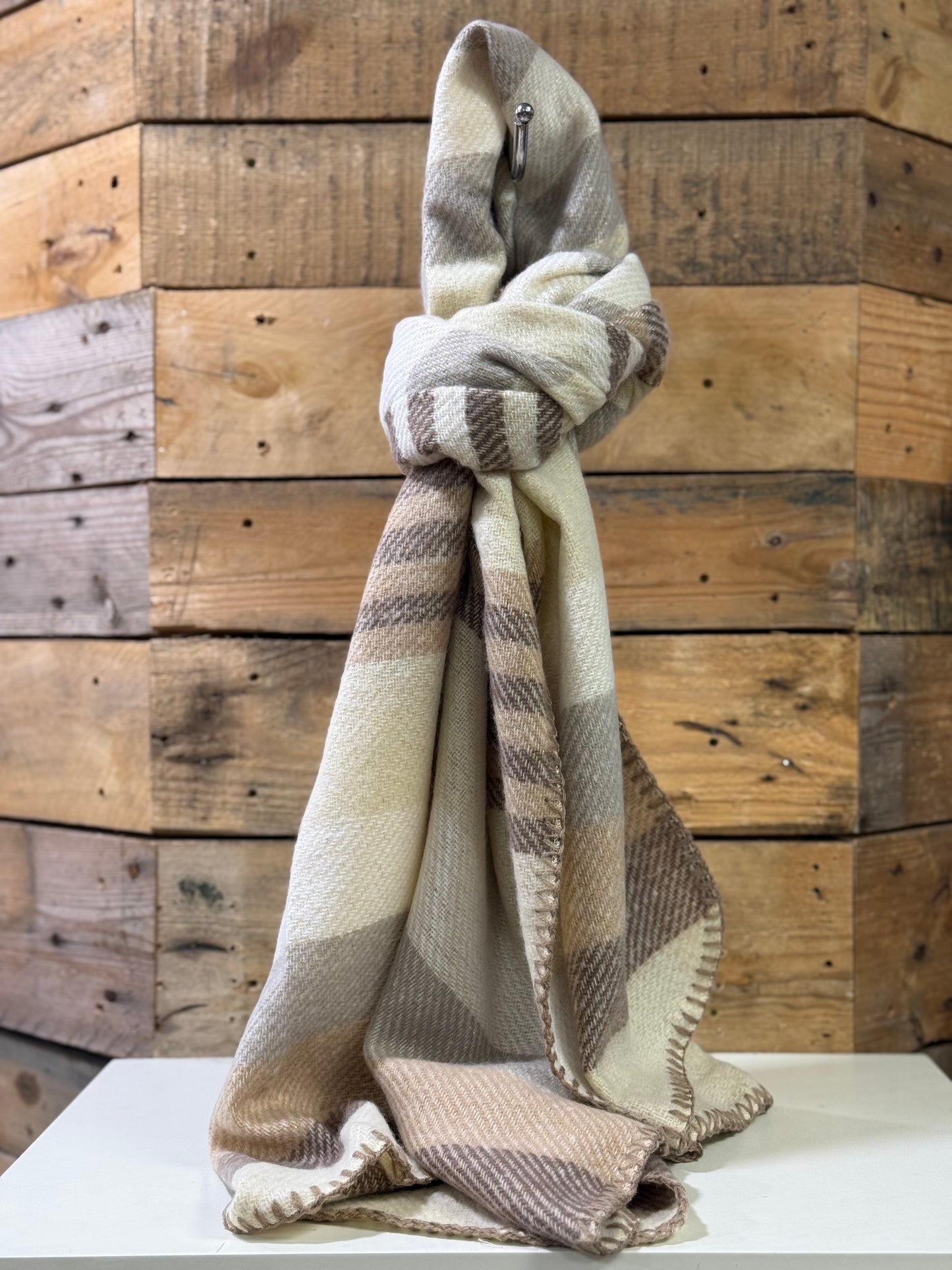 hannah k - Cream Combo Stripe Scarf