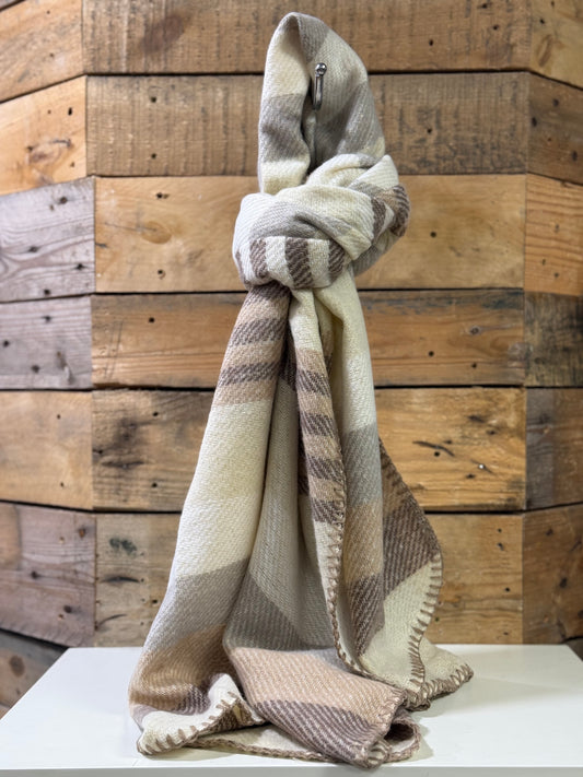 hannah k - Cream Combo Stripe Scarf