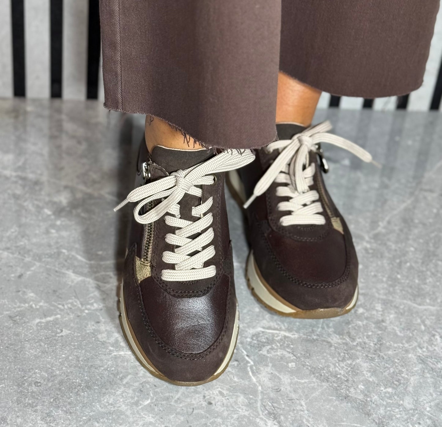 Rieker - Brown Combo Leather Trainer