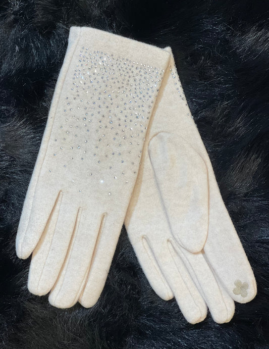 hannah k - Light Beige Diamante Glove.