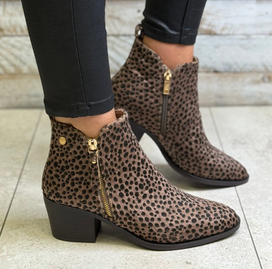 Xti - Taupe Animal Side Zip Boot (144648)