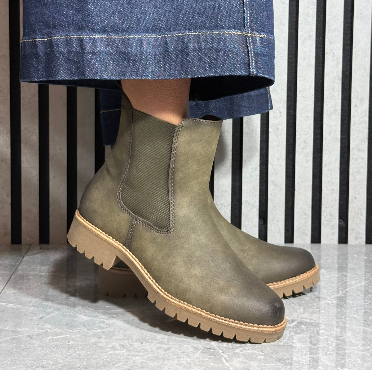 Jana -  Olive Ankle Boot