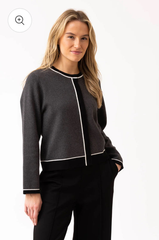 Marble - Charcoal 2 Tone Cardigan