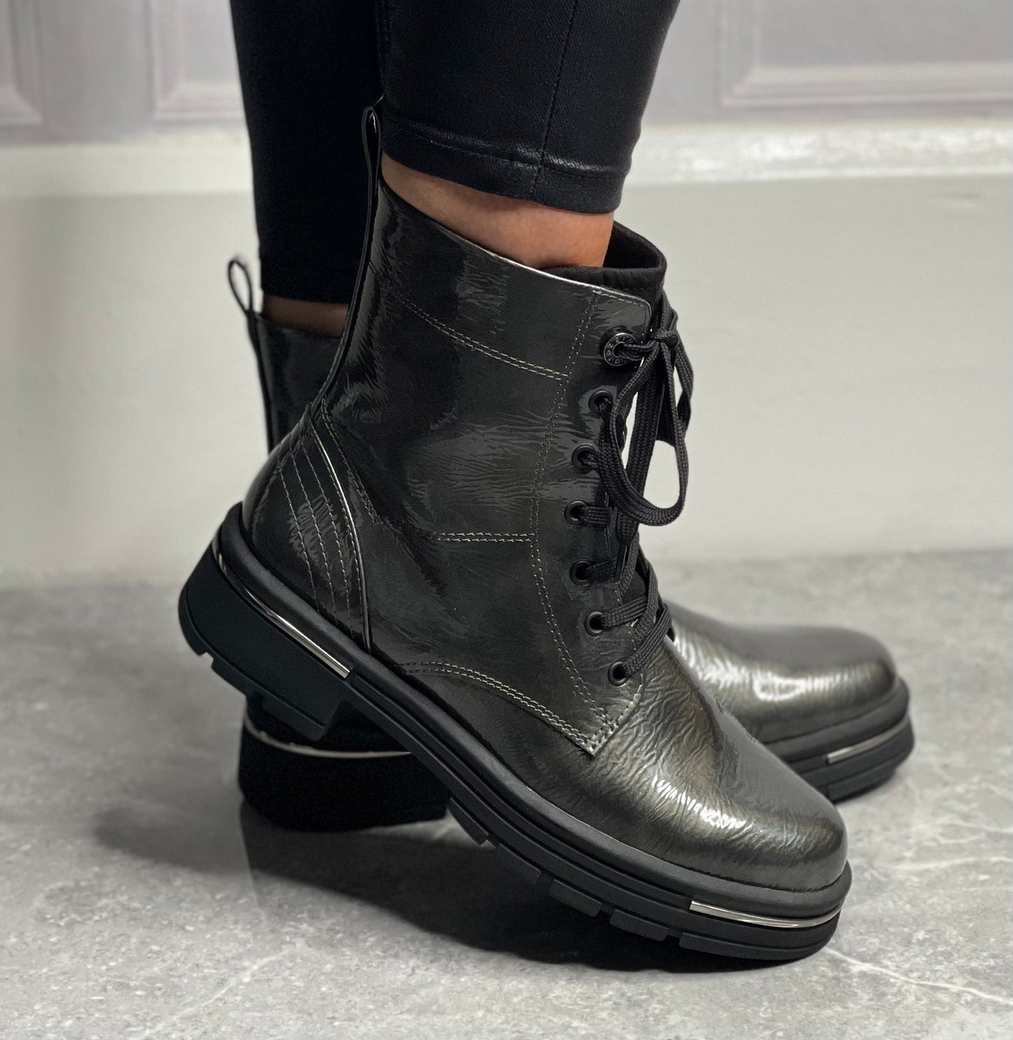 Marco Tozzi - Dark Grey Patent Boot