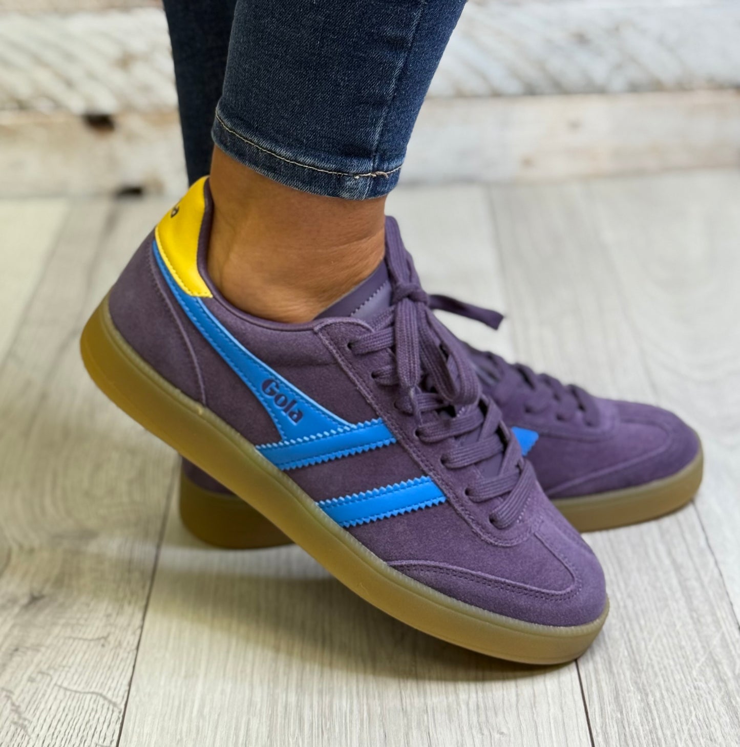 Gola - ‘Viper’ Plum/Pacific/Pollen Gum Sole Suede Trainer