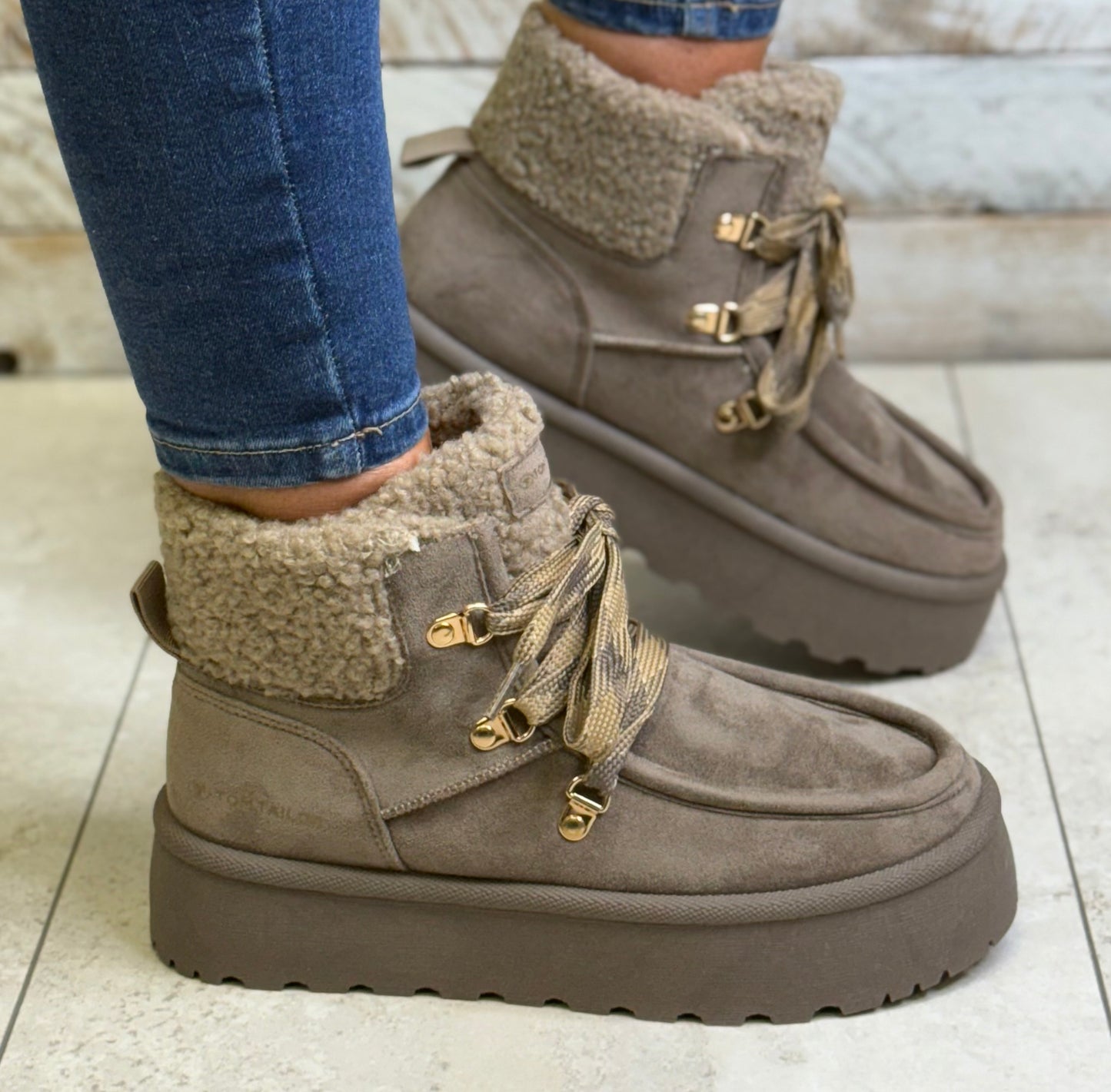 Tom Tailor - Taupe Lined Platform Boot