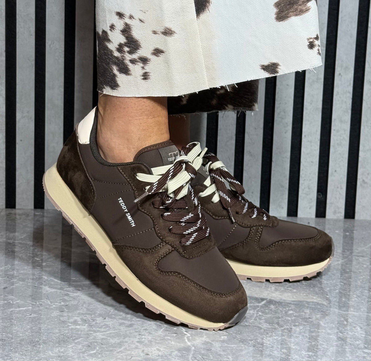 Teddy Smith - Brown/Cream Trim Trainer (121141)