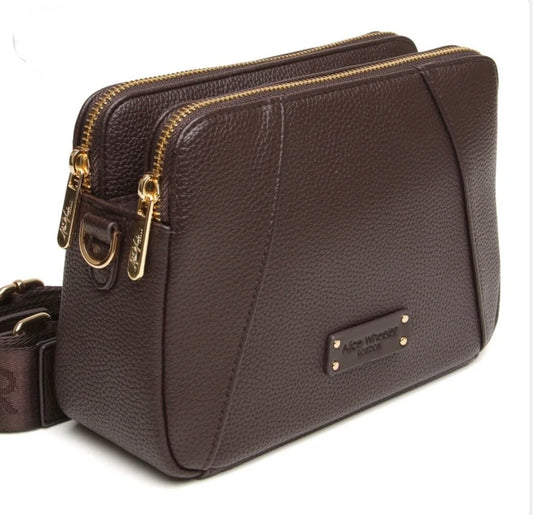 Alice Wheeler - Kensington Chocolate Double Zip Crossbody