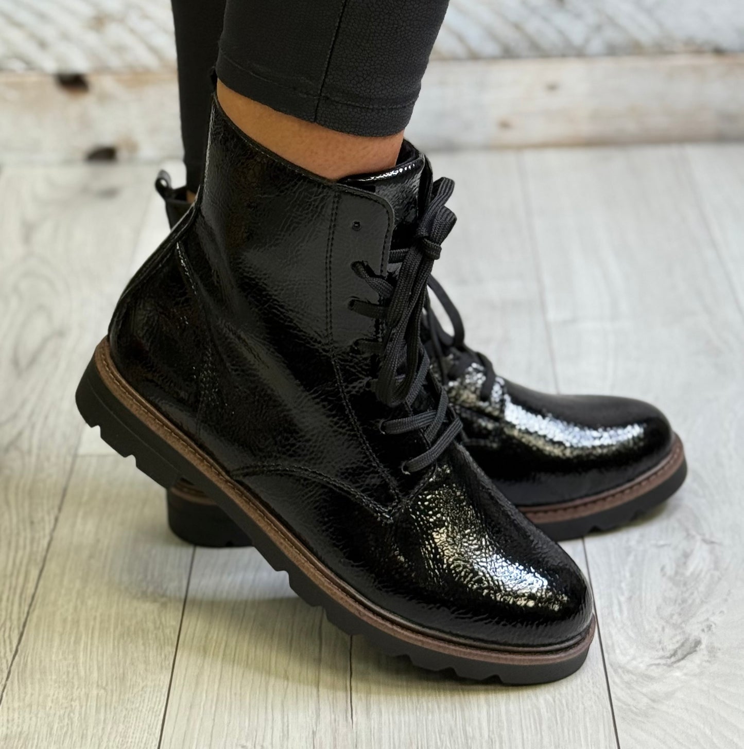 Remonte -  Black Patent Laced Boot