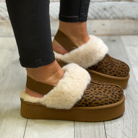 Xti - Leopard Faux Fur Lined Platform Mule (144440)
