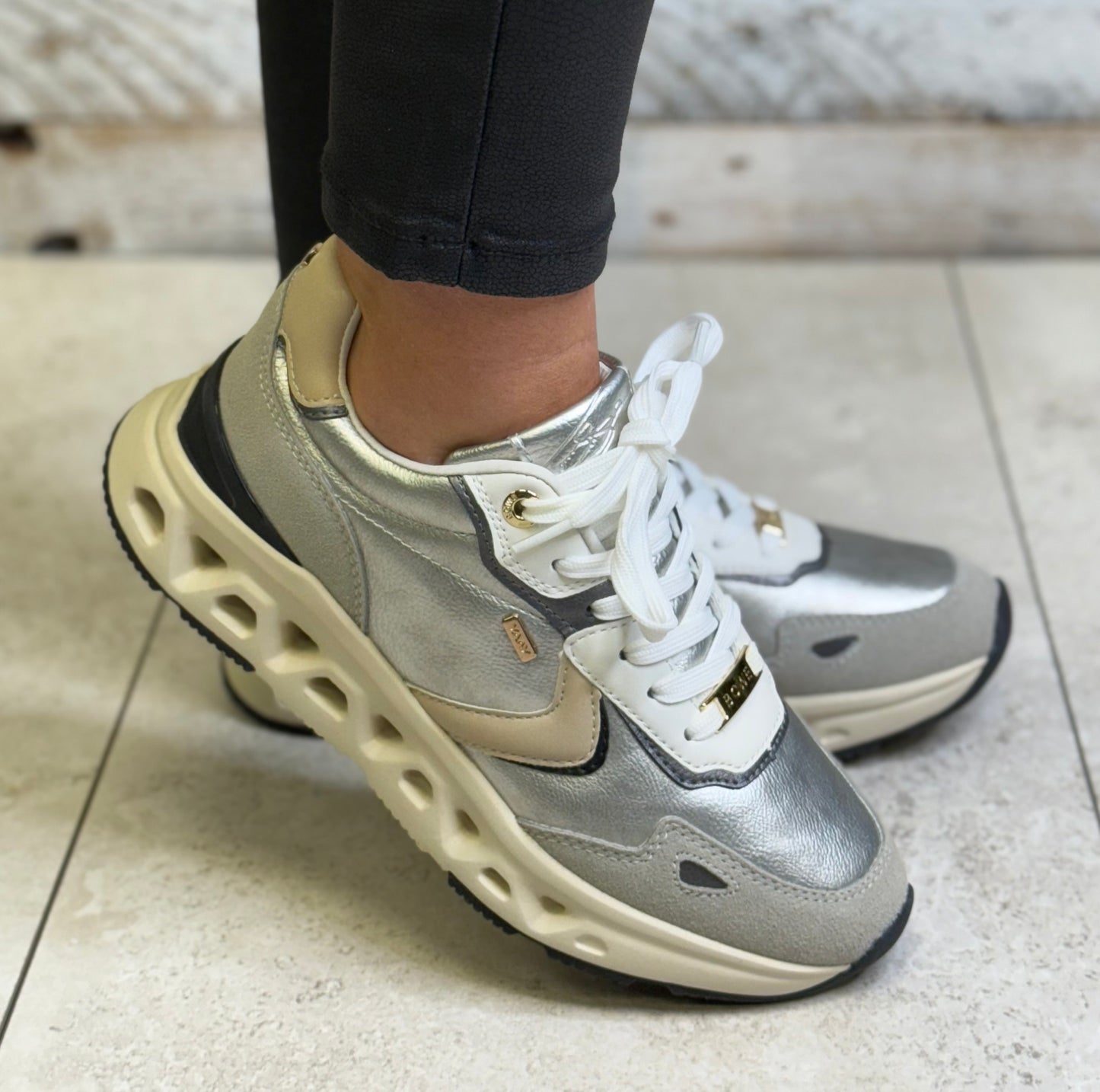 Tommy Bowe For Her - 'Barsoum' Chrome Metallic Trainer