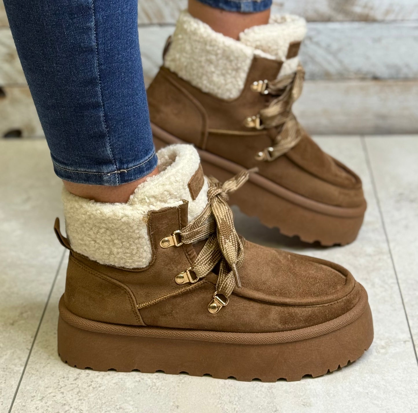 Tom Tailor - Tan Lined Platform Boot