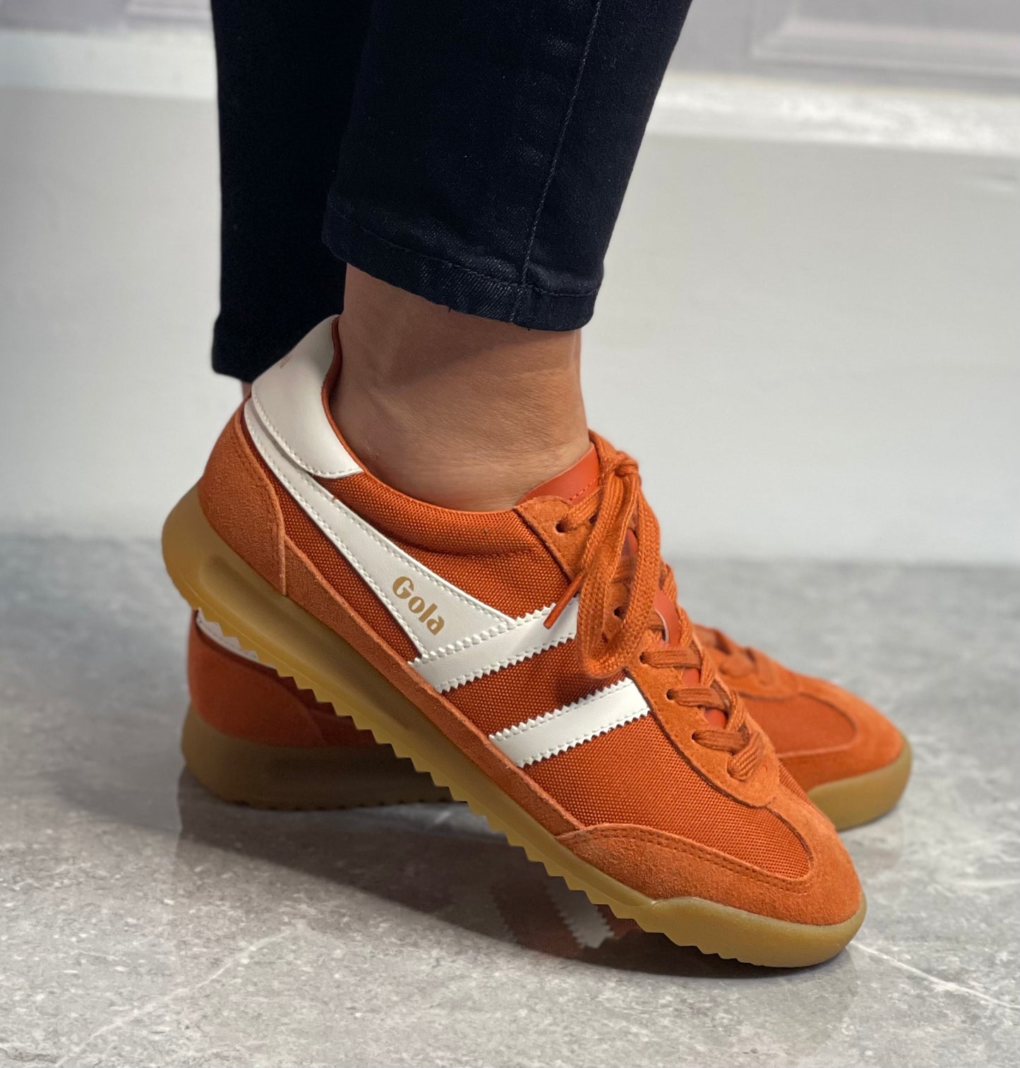 Gola - 'Tornado' Moody Orange/ Off White Leather Trainer