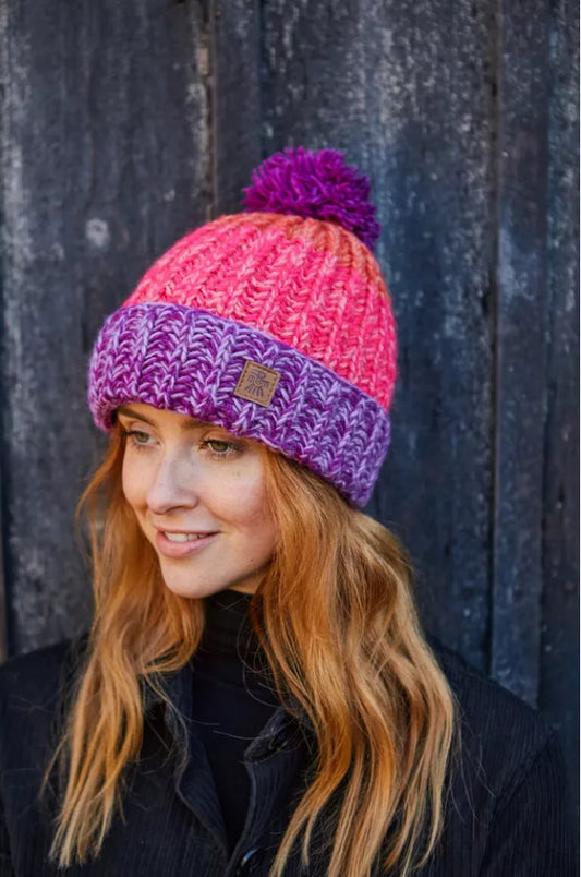 Pachamama  - ‘Cotopaxi’ Pink Bobble Beanie Hat