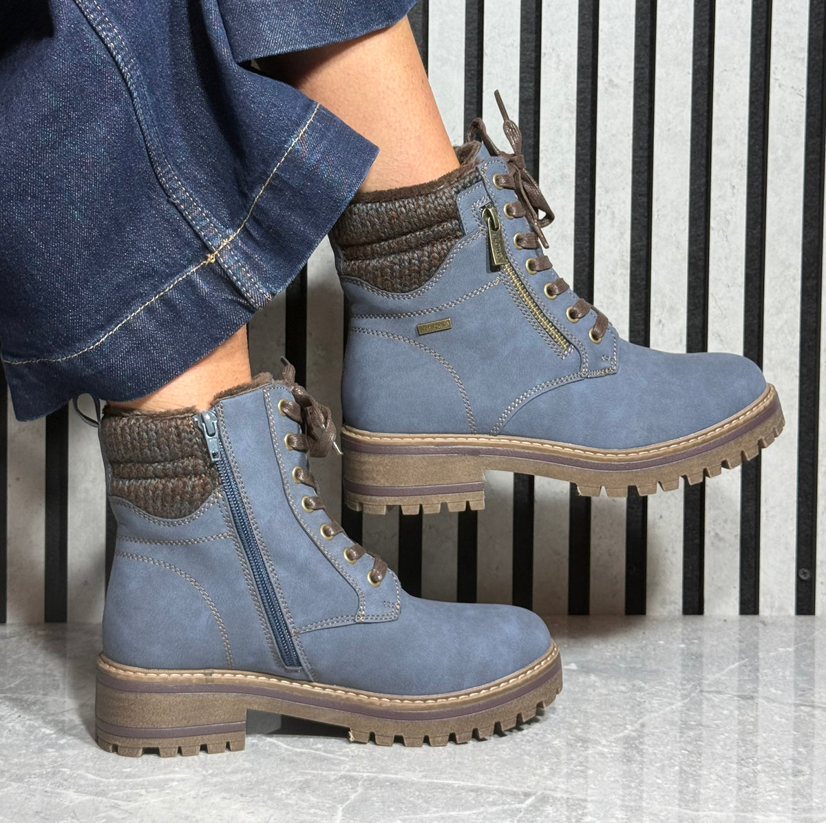 Lotus - 'Stefani' Blue Laced Ankle Boot