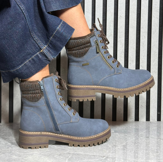 Lotus - 'Stefani' Blue Laced Ankle Boot