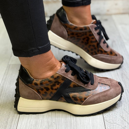 Kate Appleby - ‘Clement' Taupe/Animal Print Combo Trainer