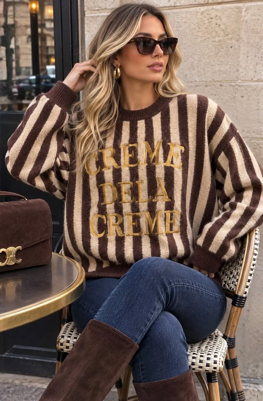 Brown Stripe ‘Crème De La Crème’ Oversized Knit