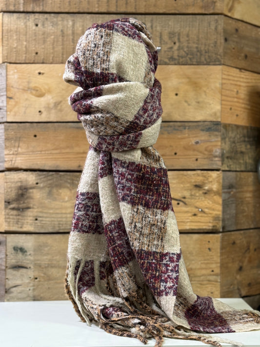 hannah k - Wine Checked Scarf