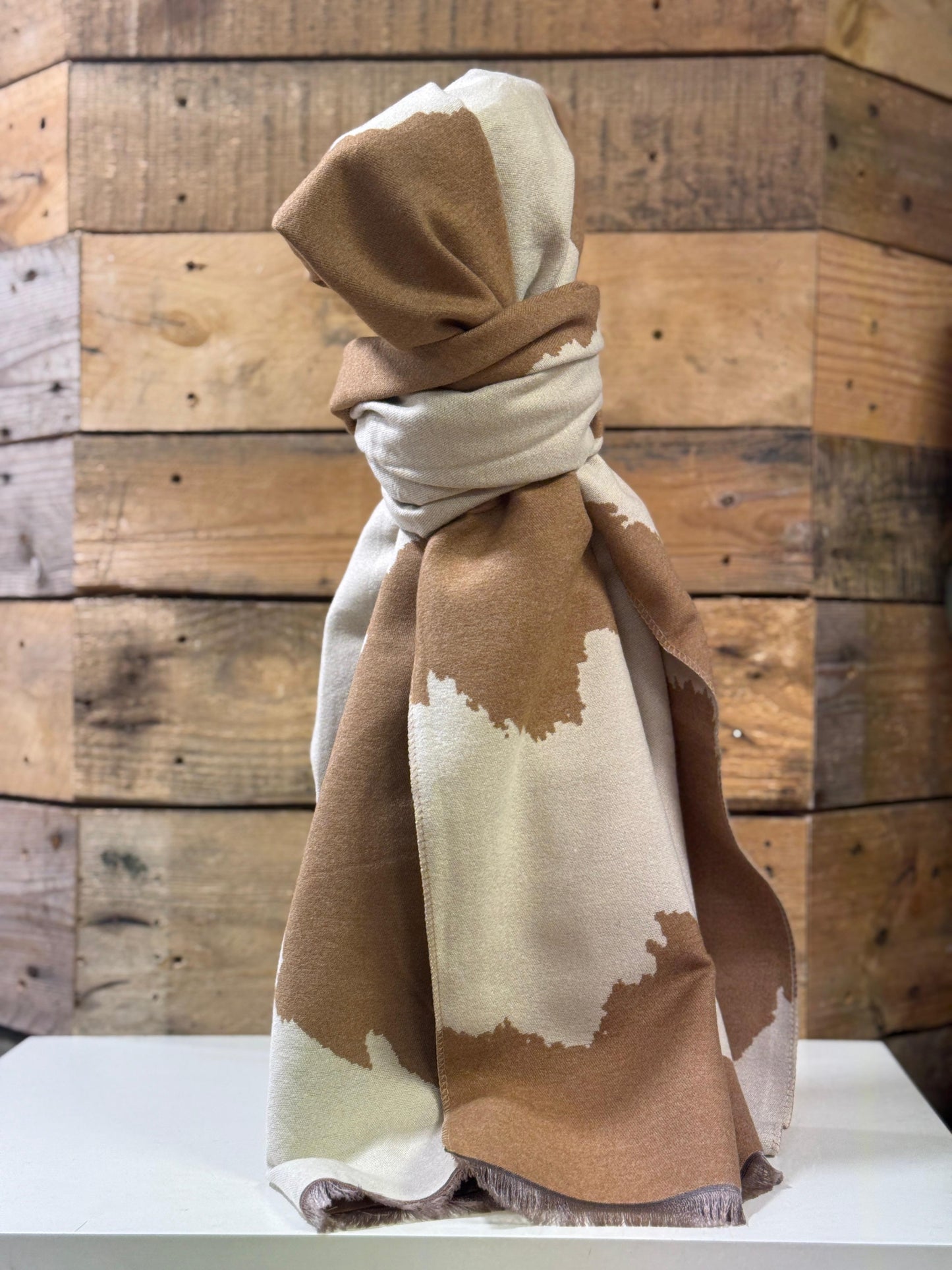hannah k - Tan Cow Print Scarf