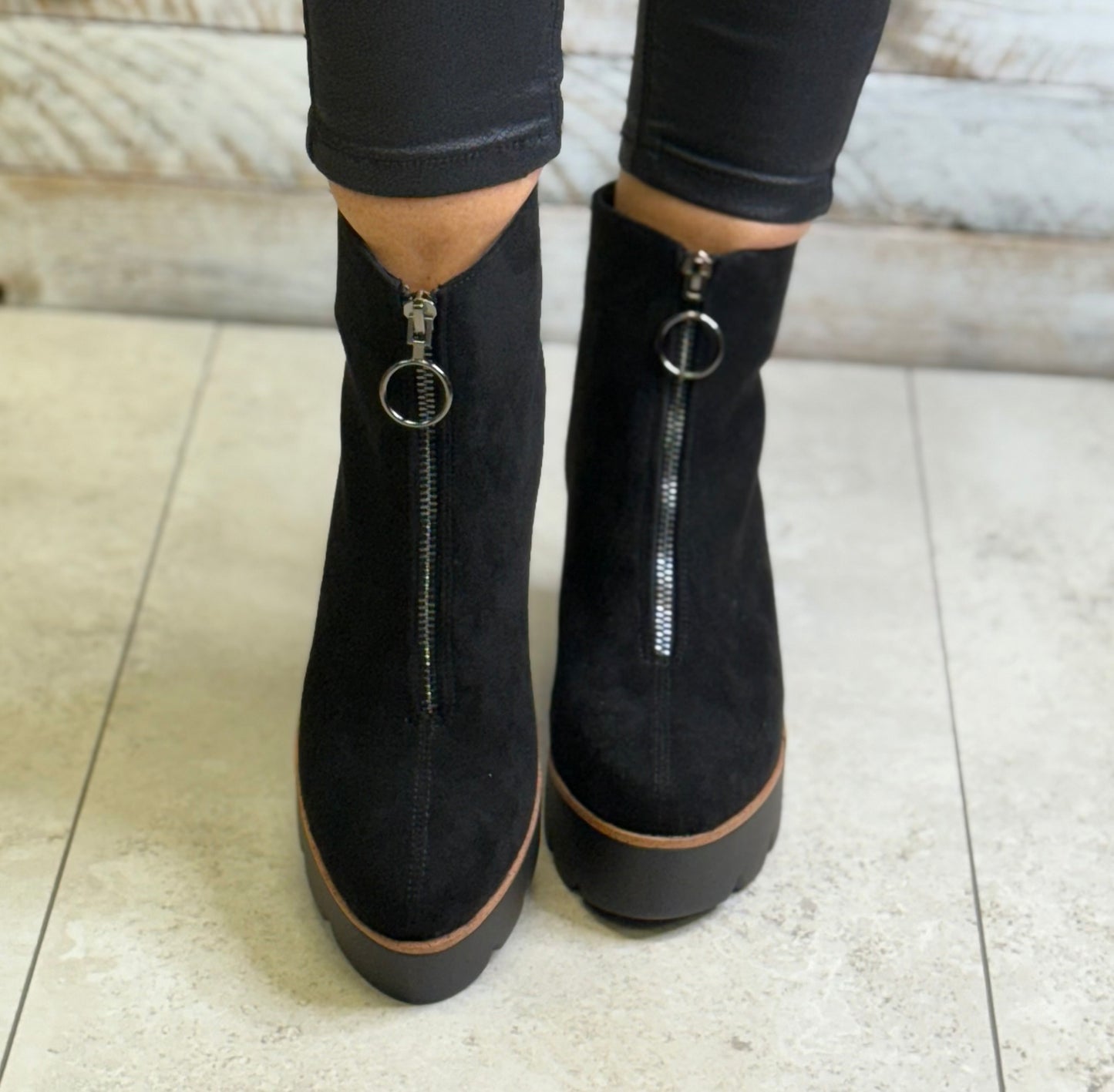 Hannah K - Black Wedge Platform Boot