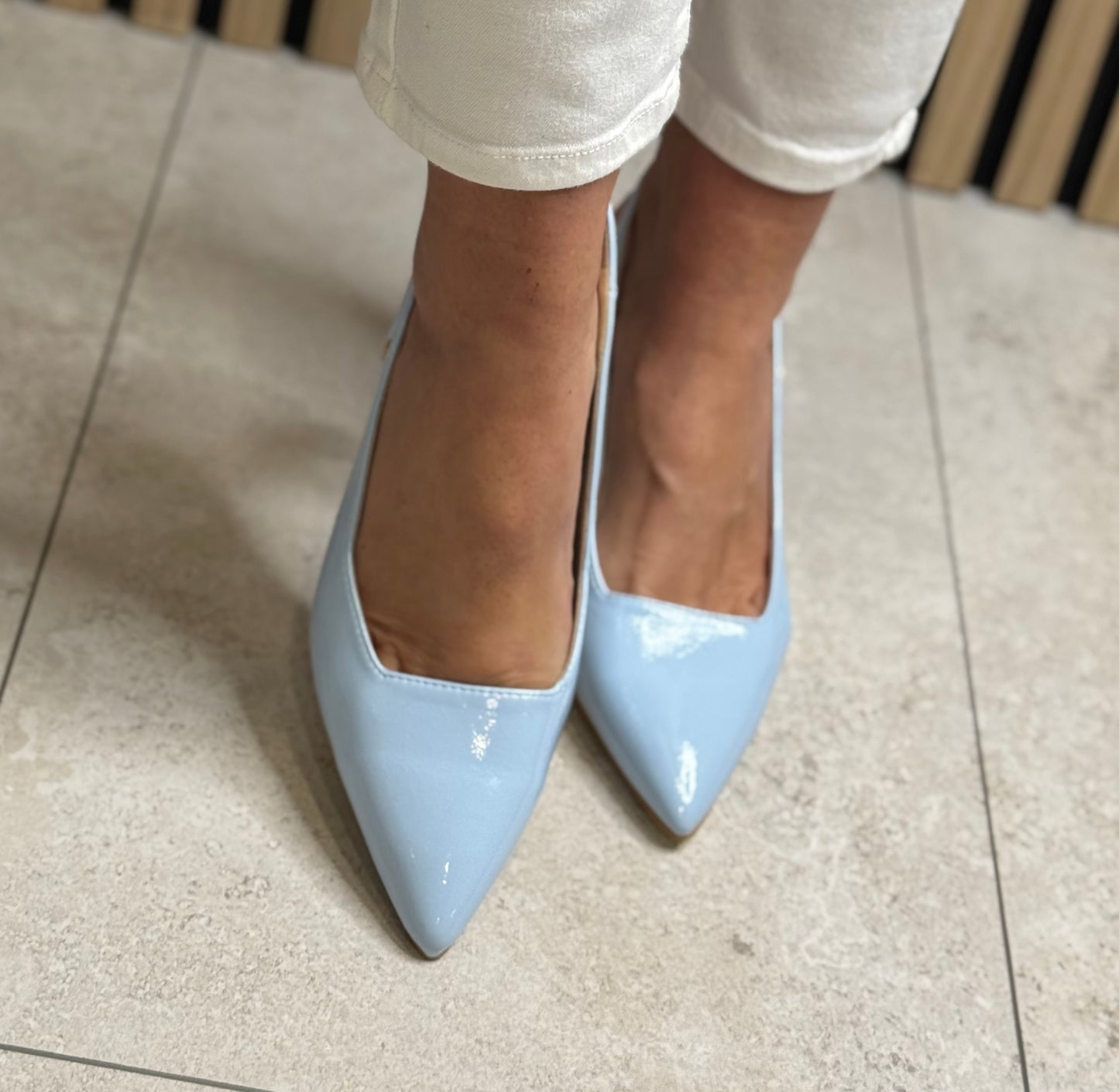 Kate Appleby - ‘Denham’ Sky Blue Patent Sling Back Heel