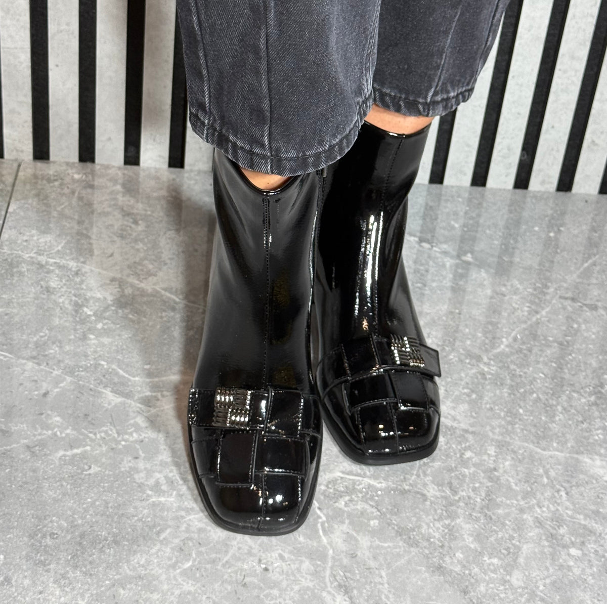 Loretta Vitale - Black Patent Detailed Leather Boot