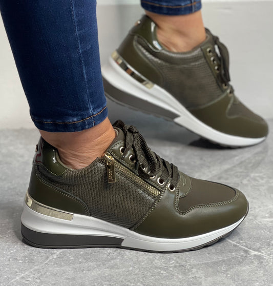 Lotus - 'Isabella' Khaki Wedge Trainer