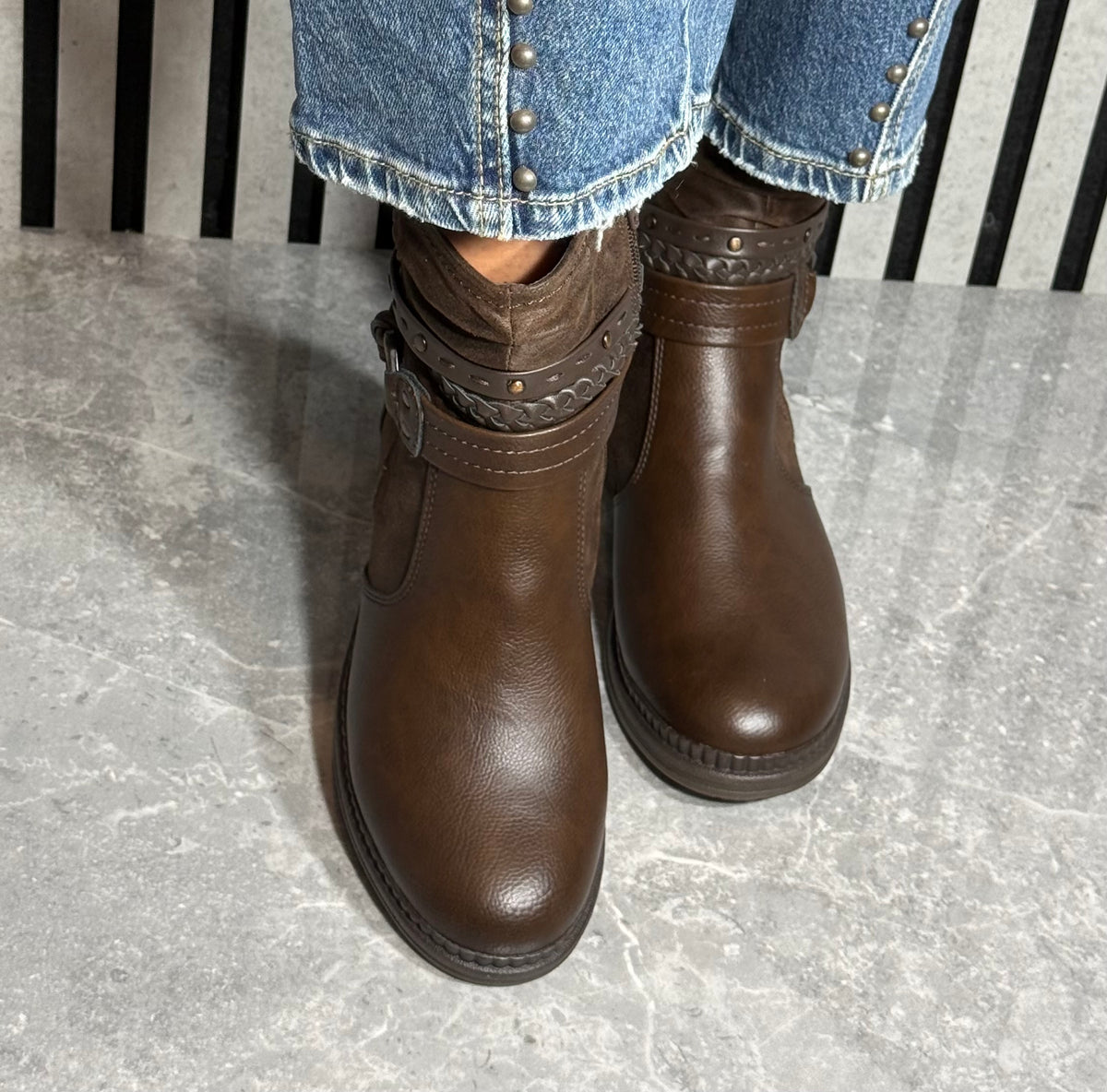 Jana -  Mocca Strap Detail Boot