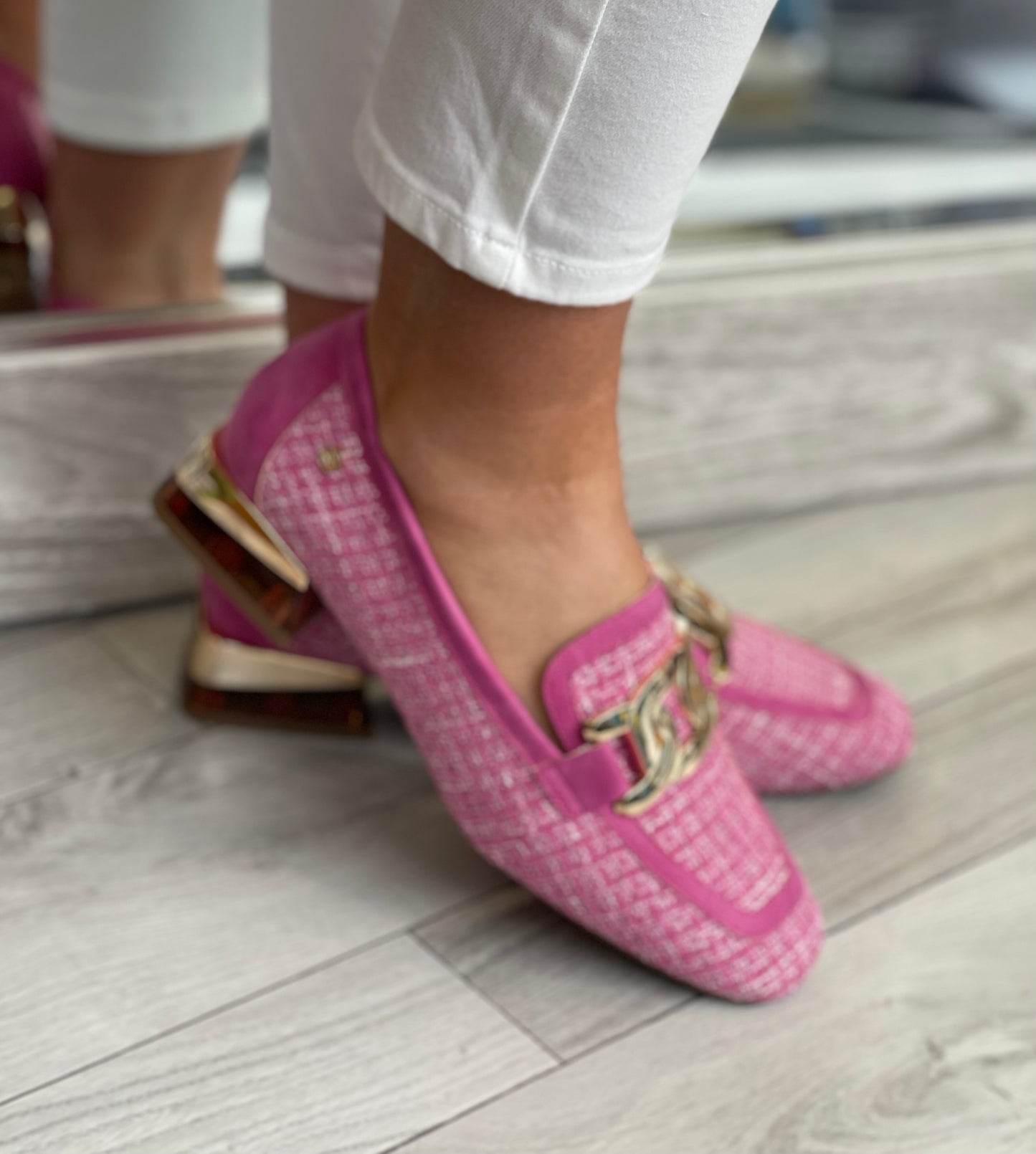 Zanni & Co - 'Laocai Pipe' Fuchsia Tweed Loafer