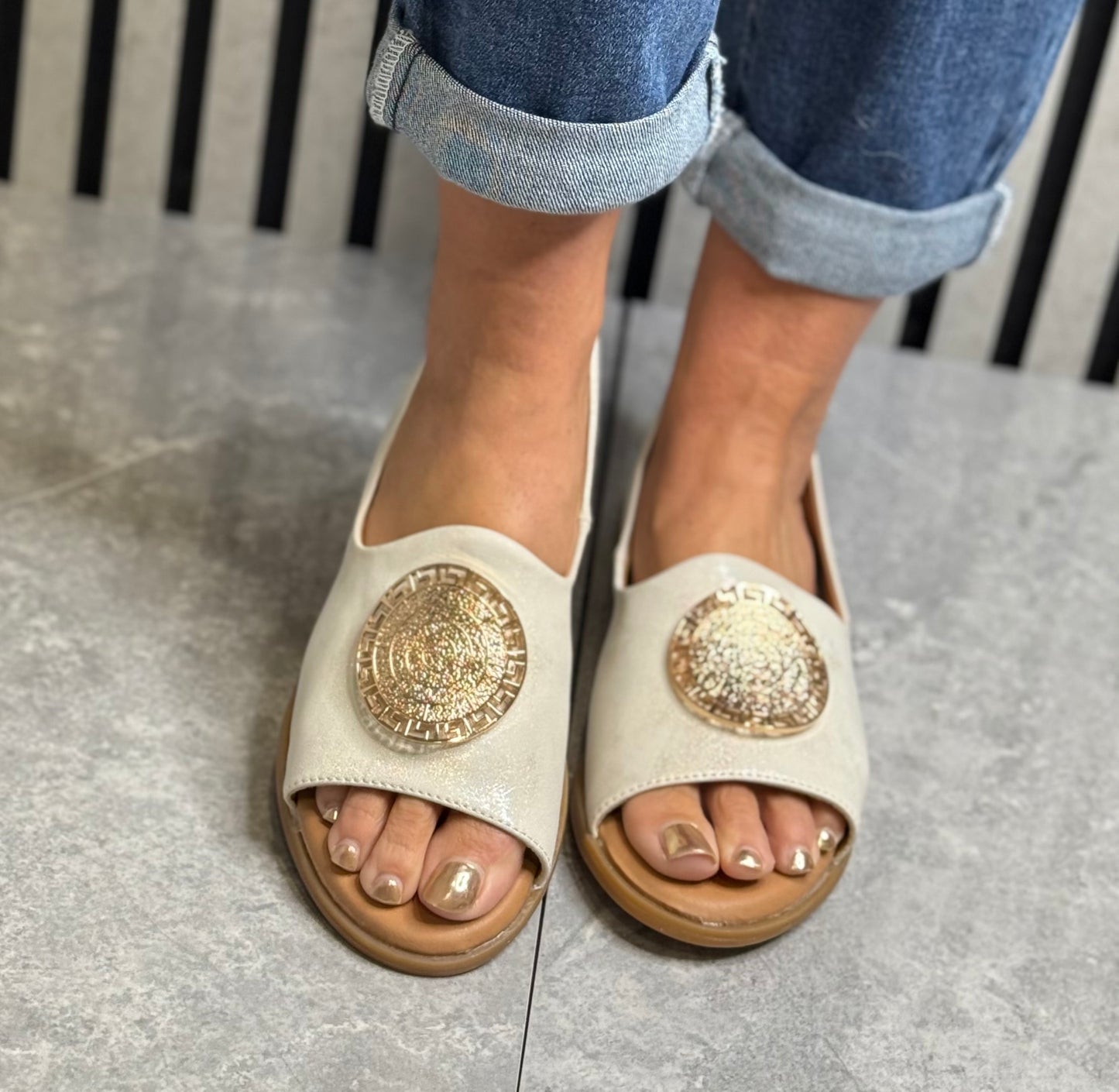 Zanni & Co - 'Aqtan One' Champagne Metallic Leather Shoe