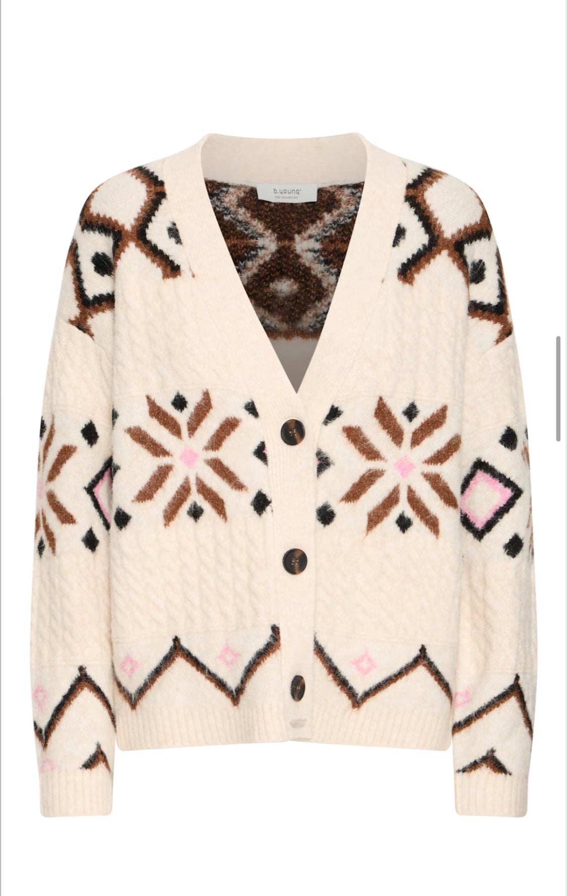 b.young - Cream Pattern Cardigan