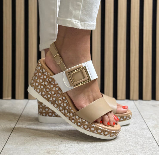 Zanni & Co - 'Chiffon Roll' Wedge Heel Sandal