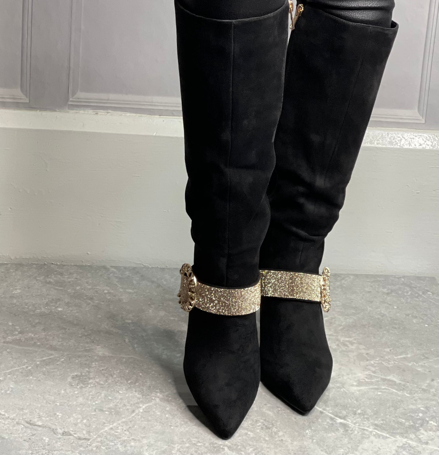 Una Healy - 'Loved A Woman' Vinyl Suede Buckle Long Boot